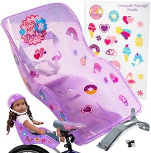 SCS Direct The Original Doll Bicycle Seat (Glitter Purple)-Bike Attachment Accessory for All 18-22" Dolls & Stuffed Bear-Decorate Yourself Decals Hardware Included! Gift Compatible with American Girl