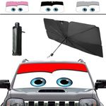 Coricha Windshield Sunshade Umbrella Brella Shade for Car Sun Shade Cover 31 * 57" As Seen on TV UV Block Front Window Heat Insulation Protection (Red Eyes)