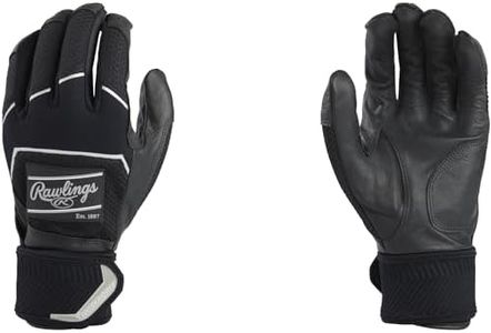 Rawlings | Workhorse Baseball Batting Gloves | Compression Strap | Adult Medium | Black