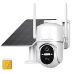 4G LTE Cellular Solar Security Camera Wireless Outdoor, Battery Powered Cameras for Home Security, PIR Motion Detection, 2-Way Audio, 2K Color Night Vision, Cloud & SD Card, Phone App Alerts