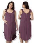 Kindred Bravely Ruffle Strap Labor and Delivery Gown | 3 in 1 Labor, Delivery, Nursing Gown for Hospital (Burgundy Plum, Medium/Large)