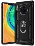 GREATRULY Ring Kickstand Phone Case for Huawei Mate 30 Pro,Heavy Duty Dual Layer Drop Protection Case for Mate 30 Pro,Hard Shell + Soft TPU + Ring Stand Fits Magnetic Car Mount,Black