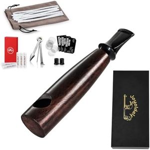 Joyoldelf Ebony Tobacco Pipe Set - Portable Wooden Smoking Pipe, Luxury Pipe Starter Kit with 3-in-1 Scraper, 9mm Pipe Filter and Smoking Accessories