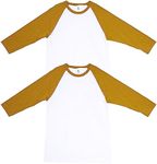 American Apparel CVC Raglan T-Shirt, Style G2003CVC, 2-Pack, White/Heather Mustard (2-pack), Small