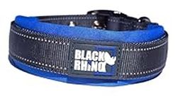 Black Rhino - The Comfort Collar Ultra Soft Neoprene Padded Dog Collar for All Breeds, Dog Collars for Large Dogs - Heavy Duty Adjustable Reflective Weatherproof (Large, Blue/Grey)