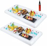 Moon Boat 2 PCS Inflatable Serving/Salad Bar Tray Food Drink Holder - BBQ Picnic Pool Party Buffet Luau Cooler,with a Drain Plug