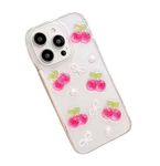 Blingy's for iPhone 15 Case, Sparkle Glitter Cute Cherry Pattern Lovely Fruits Style Tropical Design Transparent Soft TPU Protective Clear Case Compatible for iPhone 15 6.1 inch (3D Cherries)