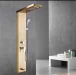 ProssimaGen Luxurious German Shower Panel - Rainfall, Body Massage Spray, Handheld Shower - Wall Mount Easy Connect Kit, 5 in One Tower System (Goiden)