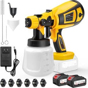 Kobuer Paint Sprayer, 850W Cordless Electric Paint Gun Sprayer with 2 X 4.0mAh 21V Battery, 6 Nozzles & 3 Spray Modes, 1000ml Container, for House Painting Fence Cabinets Wall