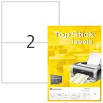 TopStick Self Adhesive Multipurpose Labels, 2 Labels per A4 Sheet, 100 Sheets, 210 x 148 mm, 200 Labels, Blank Universal Labels Stickers, Sticky Labels for Laser & Inkjet Printer, White