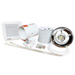 Swiftair SL100TWC 3w MR16 LED Light - 100m3/hr Inline Shower Bathroom Extractor Fan with PVC ducting and Fixed Grille