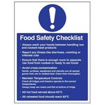 Food Safety Checklist Sign Board, Foam Board Fixed with Waterproof PVC Sticker and Strong doubleside Tape