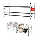 USTECH 2 Tier Adjustable, Expandable Shoe Rack Storage Organizer | Portable, Large, Free Standing Closet Shelf for Bedroom and Entryway | Metal Shoe Shelf for Kids and Adults | 8 Pairs of Shoes