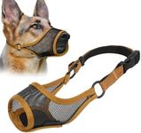 LUCKYPAW Dog Muzzle, Mesh Dog Muzzle for Large Medium Small Dogs, Soft Muzzles for Biting Chewing Fierce Barking, Breathable Muzzle with Adjustable Strap for Training (Brown, M(Snout:8.75"-9.5"))