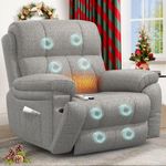Lift Chair Recliners for Elderly, 60cm Extra-wide Recliner Chair with Massage & Heat, Extended Footrest, Oversized Recliners Armchair with Type C+USB Ports, Hidden Drink Holders, Dual Side Pockets
