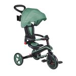 Globber Foldable Explorer Trike and Balance Bike 4 in 1 with Adjustable Canopy - Parental Steering Handle - Cup and Phone Holder - Safety Harness - 10 Months to 5 Years - 2 Year Warranty (Olive)