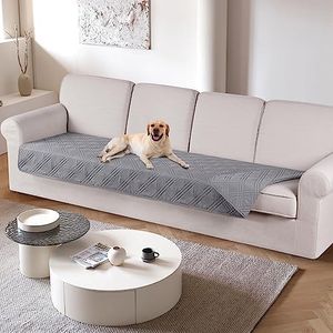 TAOCOCO 100% Waterproof Couch Cushion Cover Reversible Sofa Seat Cover for Dogs Pets Chaise Couch Cover for Sectional Sofa U Shape Couch Furniture Protector Sofa Slipcover(Oversized Sofa, Light Gray)