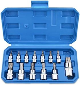 Gunpla 13 Pièces Jeu de Douilles Torx Embouts Tournevis Femelle T8 - T70 en Acier Chromé au Vanadium 1/4" 3/8" et 1/2" avec Boite pour Stockage