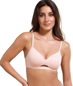 Enamor Women's Stretch Cotton Wire Free Non-Wired T-Shirt Padded Bra (EBCDAA032CHB36B_Cherry Blossom_36B)