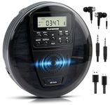 Portable CD Player with Bluetooth and Speaker, 10H Playtime Rechargeable personal CD Player, HiFi Stereo Sound, 60s Anti-Skip Protection, PROG Playback & EQ Modes, Headphones and AUX Cable Included
