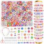 JOISHOP 880PCS Children DIY Beads Set, Kids Friendship Headband Making Kit Colorful Alphabet DIY Pop Beads Girls Bracelet Jewellery Making Kits for Girls Kids