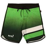 USI UNIVERSAL The Unbeatable 411PS Sublimated Physique Board Shorts, Fitness Shorts, Polyester Elastane Construction, Hook & Loop Fly with Drawstring Closure, 1 Back Pocket (Size: L, Color: Green)