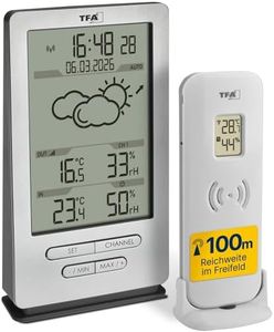 TFA Dostmann Funk Wetterstation Xena, 35.1162.54, mit Außensensor, Innen und Außentemperatur messen, mit Wettervorhersage, inkl Funkuhr, Luftfeuchtigkeit, batteriebetrieben, silber