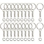 CHRORINE 50 Pack Keychain Rings for Crafts and Open Jump Ring 1 Inch Keychains Bulk for DIY Keychain Supplies Crafts