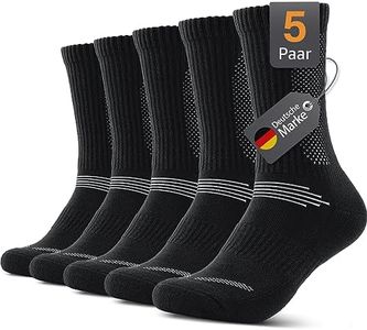 Alaplus Calcetines Hombre Mujer Invierno Altos Transpirables Cómodos Algodon 43-46 Calcetines Deportivos para Running, Ciclismo, Senderismo, Futbol, Padel, Paquete de 5 Calcetines Unisex, Negro