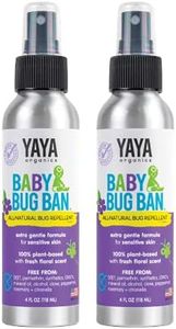 YAYA ORGANICS Baby Bug BAN – All-Natural, Proven Effective Repellent for Babies, Kids and Sensitive Skin (4 Ounce Spray, 2-Pack)