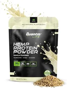 QUANTM LIFE Vanilla Hemp Protein Powder, Plant-Based & Vegan with 19g Protein Per Serving, Dairy-Free, Hemp Seed Protein with 0g Added Sugar, Monk Fruit Sweetened, Gluten-Free