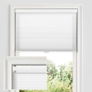 MiLin Cordless Cellular Shades No Tools No Drill Blinds for Windows Shades for Indoor Windows Magnetic Door Blinds (Light Filtering - White, 22" W x 48" H)