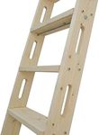 DIYHD 87" Knotty Pine Wood Sliding Library Ladder Rolling Ladder