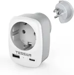 TESSAN Europe to US Plug Adapter wi