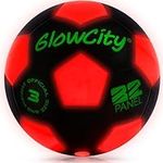 GlowCity Light Up LED Soccer Ball for Kids - Size 3, Black/Red