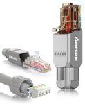 AMPCOM Cat6A Tool Free RJ45 Connector UTP Field Termination Modular Plug for 23-26 AWG Unshielded Ethernet Cable (Gray, 12 Pack)