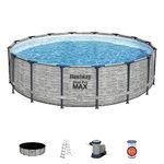 Bestway Steel Pro Max | Round Frame Swimming Pool with Filter Pump, Above Ground Frame Pools, Grey, 16ft