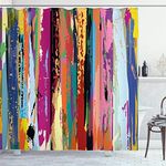 Ambesonne Abstract Shower Curtain, Multicolored Expressionist Work of Art Vibrant Rainbow Design Tainted Pattern, Fabric Bathroom Decor Set with Hooks, 70" Long, Multicolor