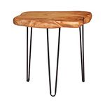 NXN-HOME Natural Edge Side Table, Live Edge End Table with 3 Hairpin Legs, Nightstand Plant Stand for Bedroom and Living Room(19" L x 16" W x 20" H)