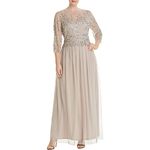 Adrianna Papell Women's Long Beaded Dress, Marble, 2