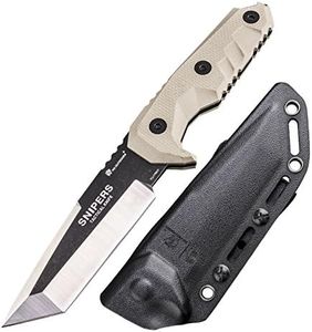 Hunting Knife, Tanto Tactical Knife,Full Tang Fixed Blade Survival Knofe with Kyexd Sheath and Ergonomics G10 Handle (Sand)