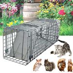 Live Rabbit Trap Humane Mouse Rodent Trap Cage, Humane & Effective Pest Wild Animal Control No Kills Trap Cage for Feral Cat Mink Squirrels Chipmunk Catcher for Home Gardens Garages Use, 24"x7.5"x8.3"