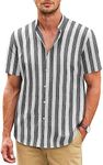 COOFANDY Men's Casual Linen Shirt B