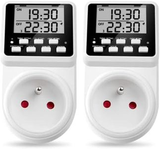 NOVKIT Prise Programmable numérique et programmateur Prise Electrique à Cycle Alternatif et répétitif Prise Minuteur Compte à rebours (2), Noir, Blanc