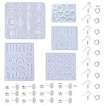 205 pcs Resin Jewelry Casting Mold and Earring Hooks, BOSOIRSOU Silicone Pendant Molds Stud Earring Molds Bracelet Necklace Jewelry Making Kits