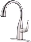 WOWOW Brushed Nickel Kitchen Faucet with Sprayer, Single Handle Gooseneck Kitchen Sink Faucet Stainless Steel with Deckplate, High Arc Elegant Water Tap Water Faucet for Kitchen Sink (Patent Product)