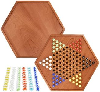 16.5 Inches Extra Large Wooden Jumbo Chinese Checkers Board Game Set with Drawers 120 Colorful Marbles for Up to 6 Players Classic Strategy Game for Kids & Adult