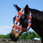 Harrison Howard Super Comfort Stretchy Fly Mask Large Eye Space with UV Protection Soft on Skin with Breathability Tribe Feather Full Size