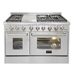 CROWN 48" Professional Stainless Steel Dual Fuel 6.7 cu. ft Electric Double Oven Gas Range ARD4801