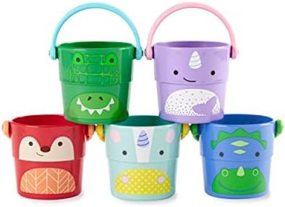 Skip Hop Baby Bath Toy Buckets, Zoo Stack & Pour Buckets, Pastel